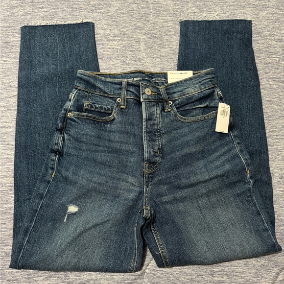 Old Navy Dark Blue Distressed Jeans 0 - Picture 2 of 4